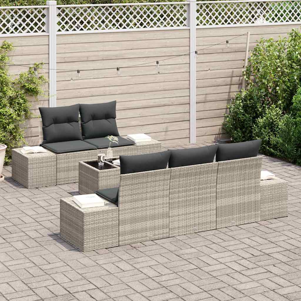 Garten-Sofa-Set 6 pcs Hellgrau und Dunkelgrau 55 x 55 x 37 cm